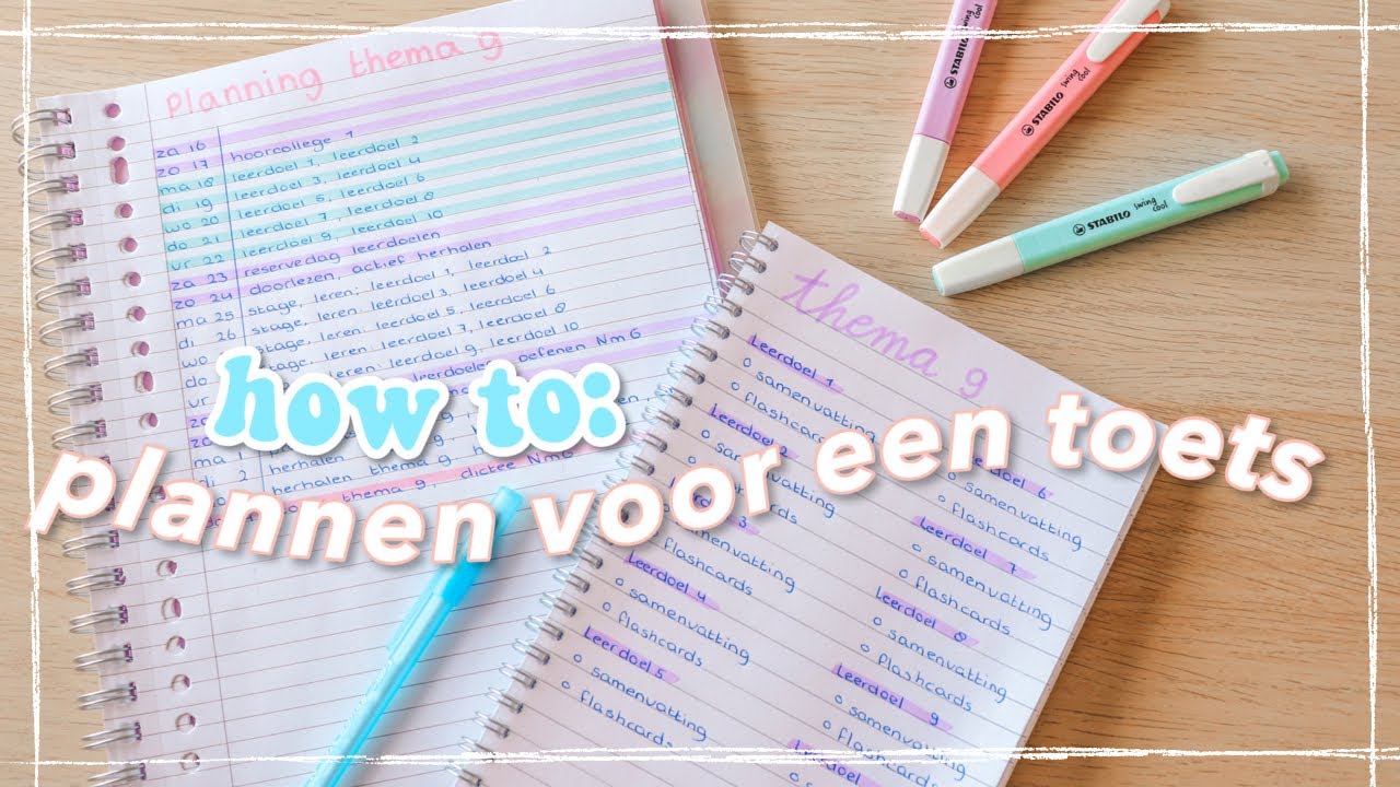 Toetsplanning en huiswerk komende week